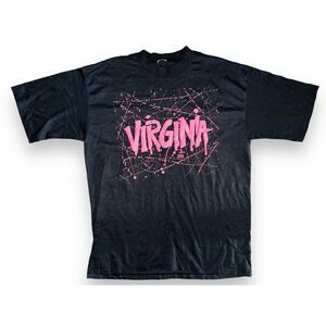 Vintage 1990 Virginia Graphic Tee Shirt Top Sunshine Coverups Splatter Pink N9